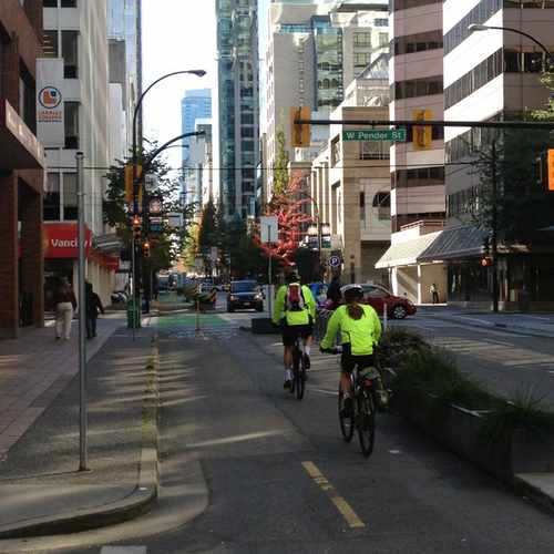 photo of Hornby Designated Bike Lane at 520 Hornby Street Vancouver BC Canada